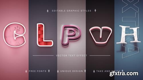 Vector set 5 love editable text effects font styles