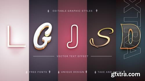 Vector set 5 golden editable text effects font styles