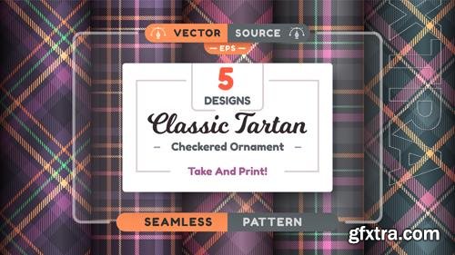 Vector tartan halloween seamless patterns merry christmas texture checkered scottish fabric