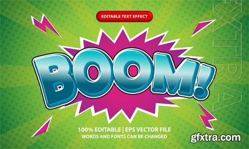 Vector boom editable 3d text effect template - 3d lettering with retro pop art in comic style