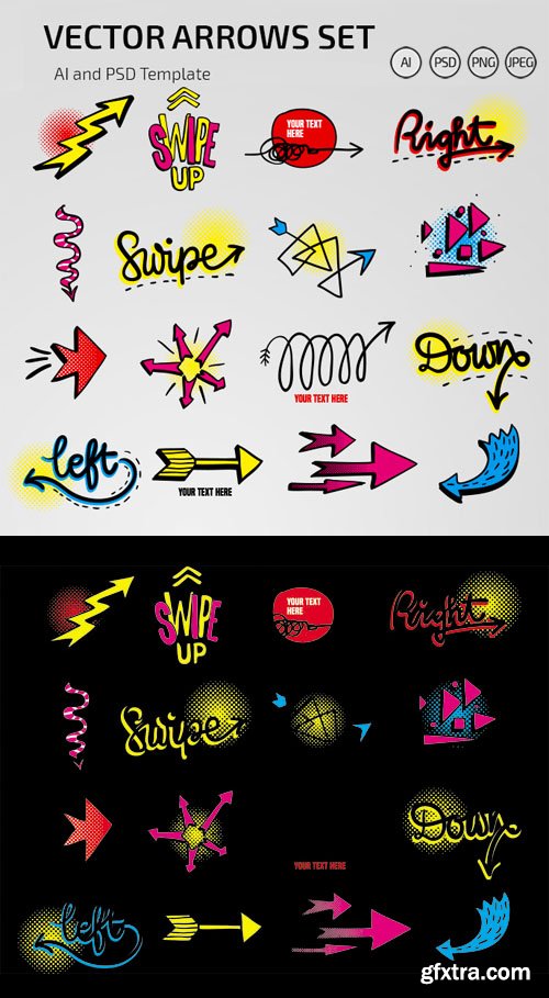 Arrows Set Vector Templates +PSD