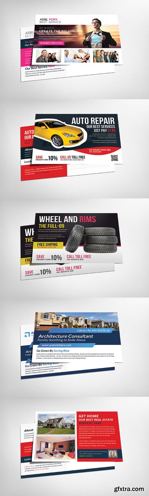 Multipurpose Postcard Design PSD Templates Collection