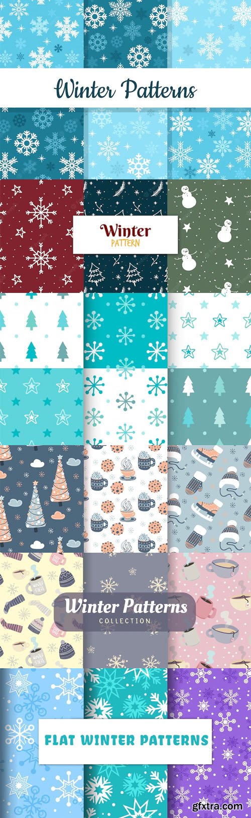 Winter Patterns - 40 Vector Patterns Design Templates