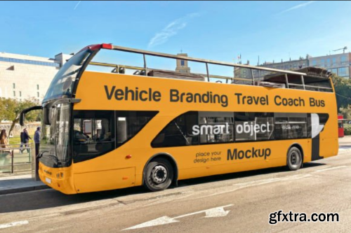 Vehicle Branding Travel Coach Bus Mockup