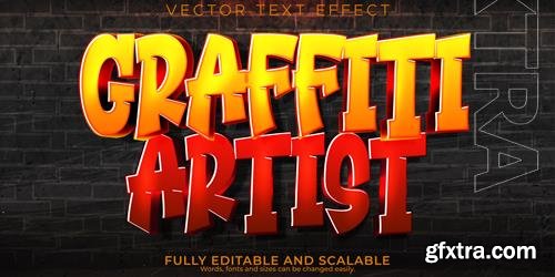 Vector graffiti artist text effect editable spray and street text style