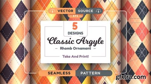 Vector halloween argyle seamless patterns square background textile texture rhomb scottish fabric