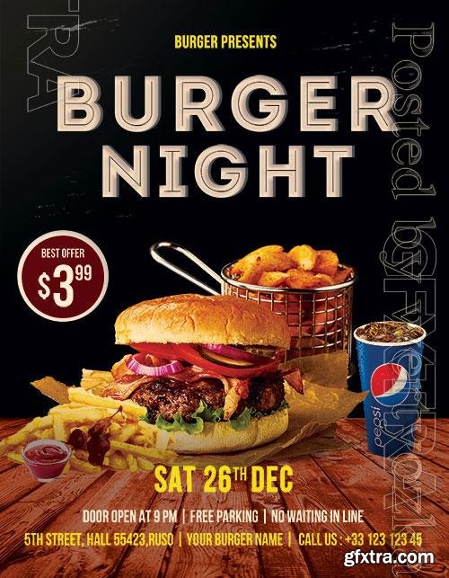 Psd Flyer Burger Night design templates