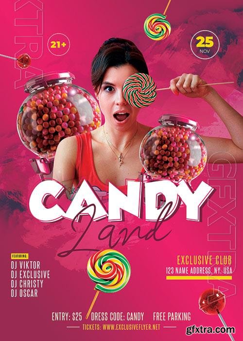 Psd Flyer candyland party design templates