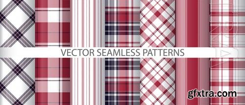 Vector set fabric vector seamless textile check plaid background pattern tartan texture