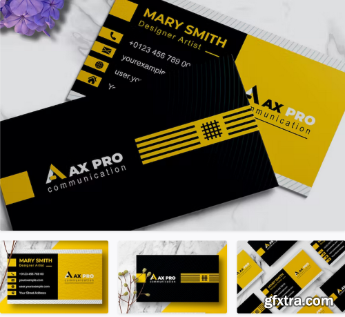 Yellow Color Business Card Template Design Black JWDUL7N