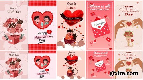 Videohive Valentine's Day Instagram Stories & Posts - Cartoon Animation pack 42894665