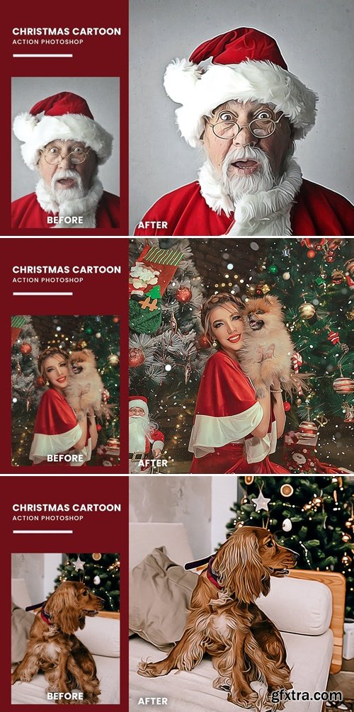 Christmas Cartoon Photoshop Action 72BARZA