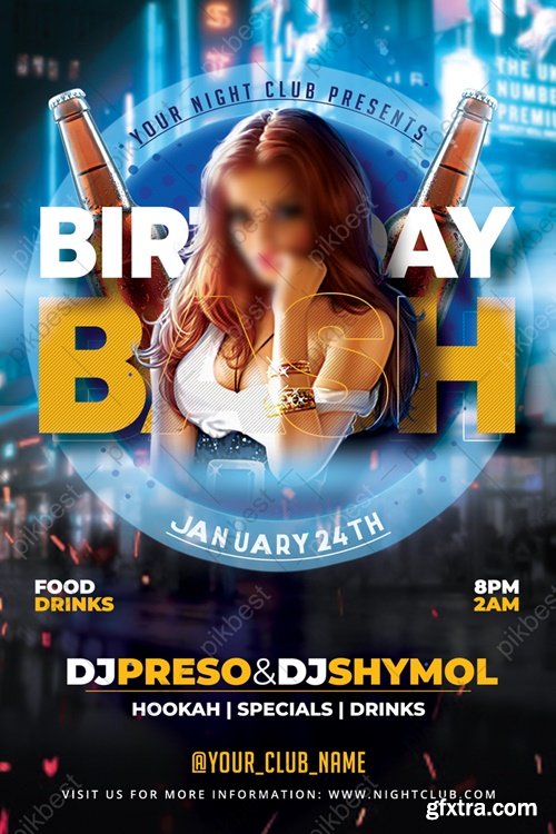 Birthday Bash Party Flyer Template Design 6488151