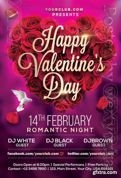 Psd flyer Valentines Day design templates