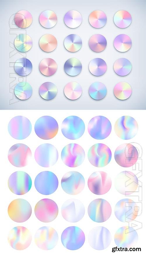 Vector holographic abstract backgrounds set