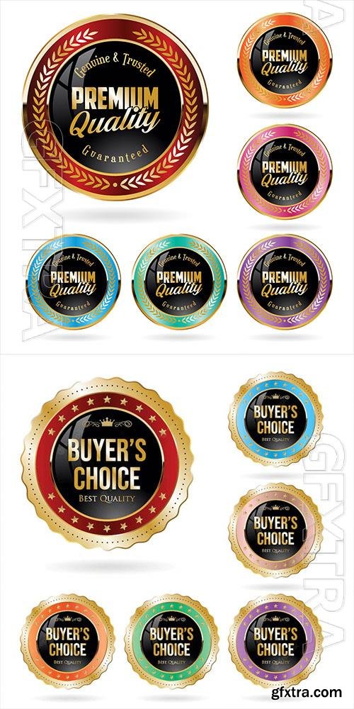 Colorful vector premium quality badges and labels