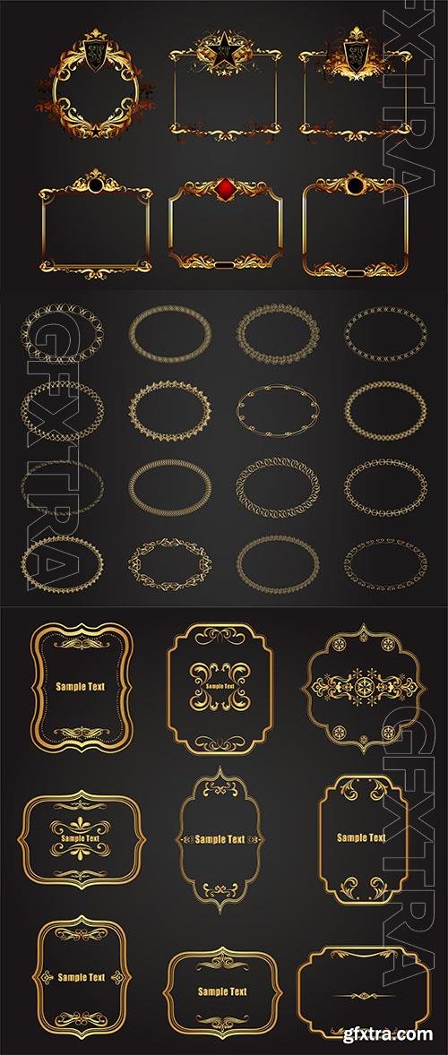 Golden  frames, badges collection, luxury ornate vector illustration