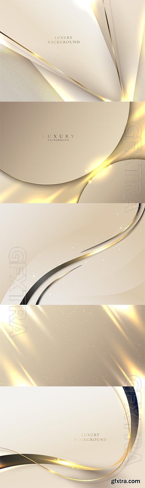 Vector 3d abstract beige and shiny gold color stripes with sparkle lighting