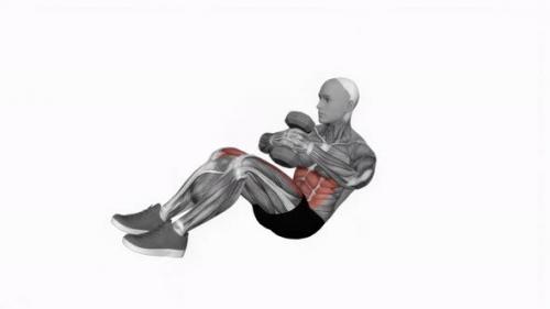 Videohive - Dumbbell Russian Twist With Legs Floor Off fitness exercise workout animation video male muscle high - 42953350 - 42953350