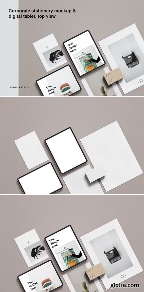 Corporate stationery mockup and digital tablet, to YK9AV46