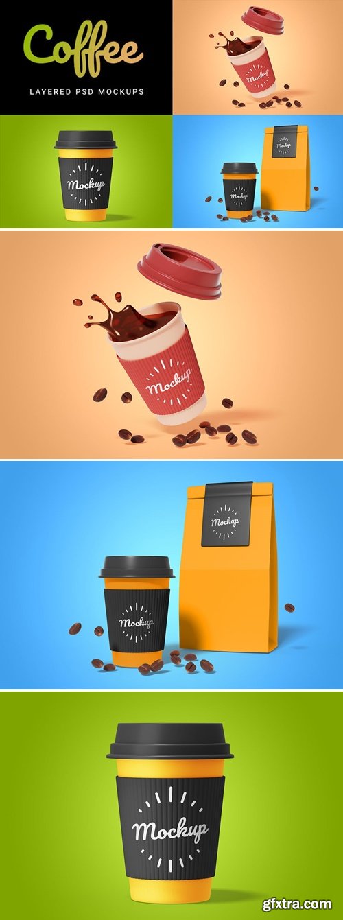 3d takeout coffee cup mockup set LK6WUUM