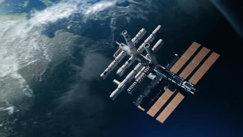 Videohive - a modern space station in orbit of the earth. the concept of exploring the world and modern - 42974601 - 42974601