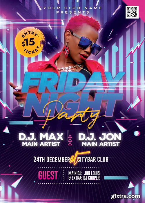 Psd flyer Friday Night Party design templates