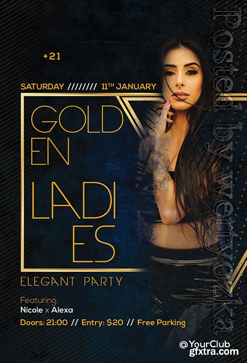 Psd flyer Golden Ladies design templates