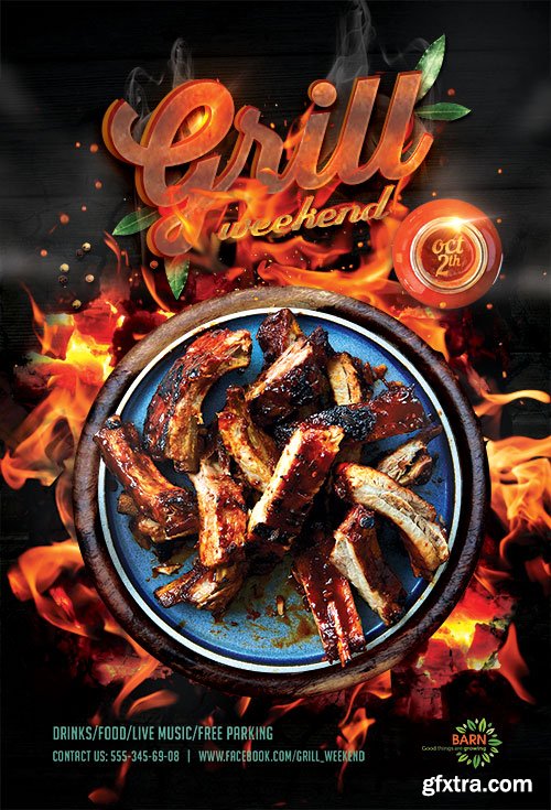 Psd flyer Grill Weekend design templates