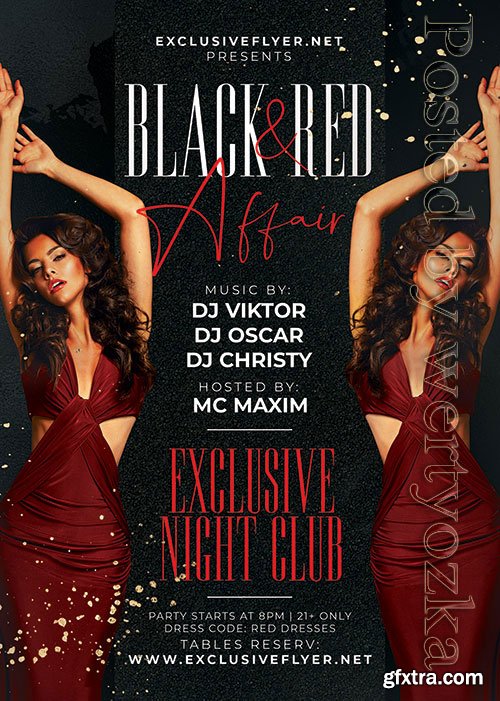 Psd flyer black and red affair design templates