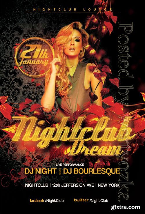 Psd flyer Red Night club Party design templates