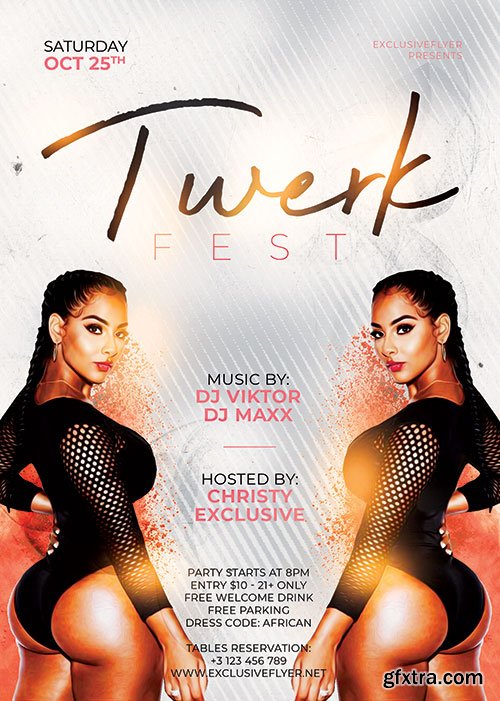 Psd flyer twerk fest design templates