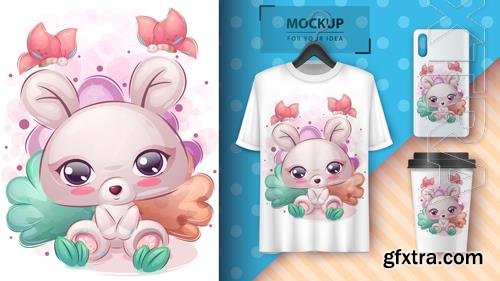 Vector cute mouse poster and merchandising