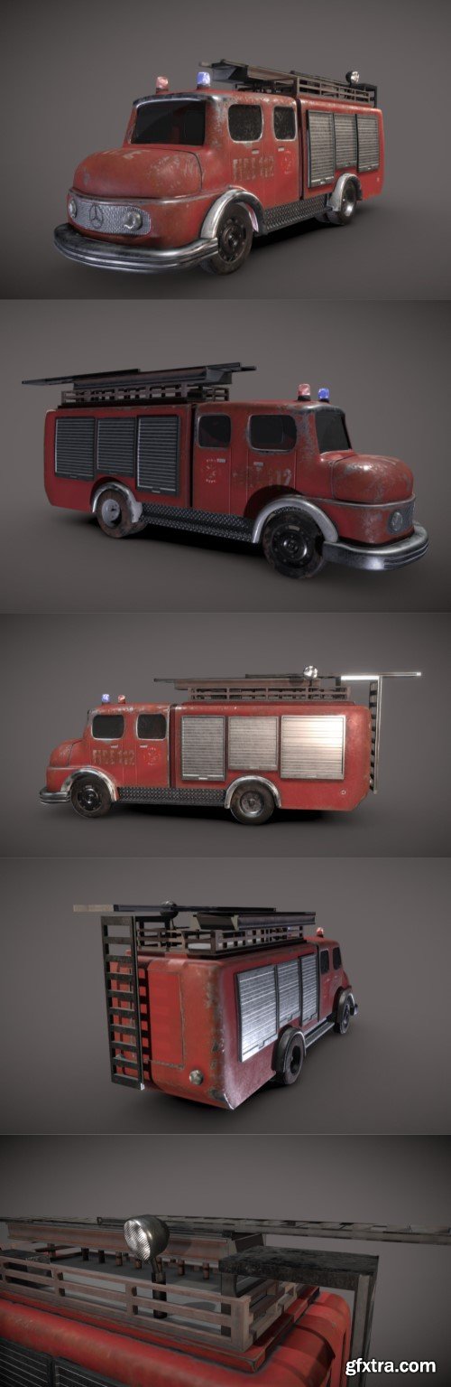 Vintage Fire truck 3d model