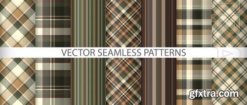 Vector set pattern fabric check tartan plaid background texture vector seamless textile