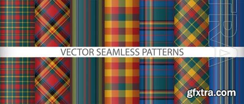 Vector set pattern texture background tartan textile vector seamless fabric check plaid