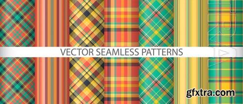 Vector set plaid pattern seamless background texture vector tartan fabric textile check