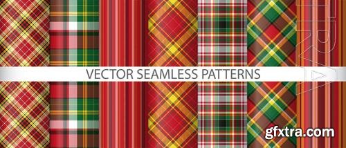 Vector set seamless plaid texture background textile tartan pattern check fabric