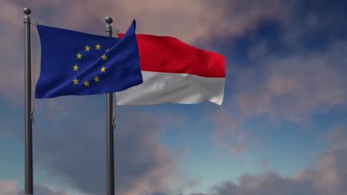 Videohive - Indonesia Flag Waving Along With The European Union Flag - 2K - 42950988 - 42950988