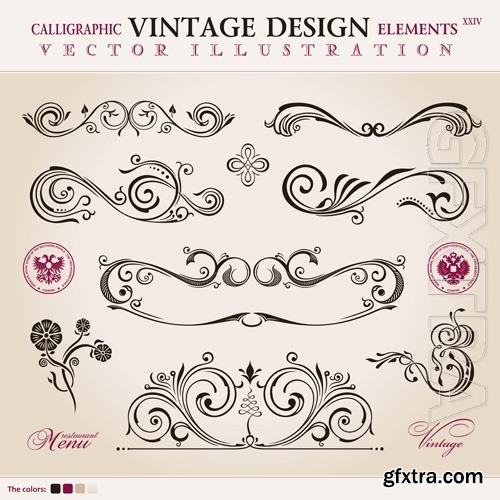 Vector calligraphic design elements and ornament classic decoration retro set