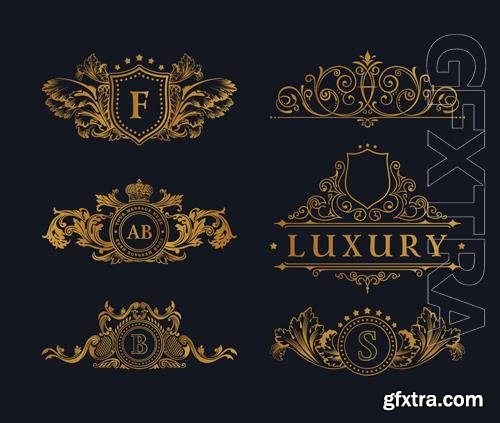 Vector vintage gold logos and luxury emblems