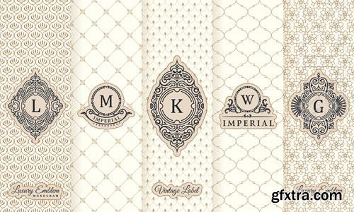Vector vintage design elements labels icon logo frame luxury packaging product vol 2