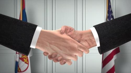 Videohive - Serbia and USA Partnership Business Deal. National Government Flags. Official Diplomacy Handshake - 42945338 - 42945338