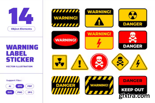 Label of Warning Danger Signage Sticker Design