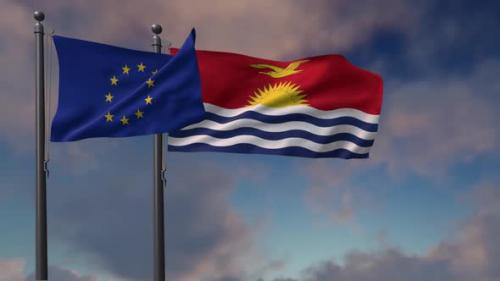 Videohive - Kiribati Flag Waving Along With The European Union Flag - 2K - 42948977 - 42948977