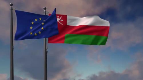 Videohive - Oman Flag Waving Along With The European Union Flag - 2K - 42949027 - 42949027