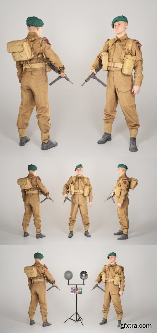 British commando character from World War 2 43 Low-poly 3D model