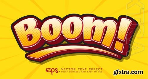 Vector three dimension text boom with editable comic style effect