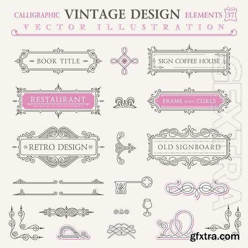 Vector calligraphic vintage design elements frames and symbols