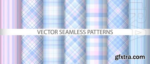 Vector set background check seamless fabric pattern tartan plaid texture textile vector